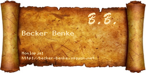 Becker Benke névjegykártya